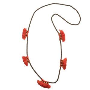 Tassel fringe station necklace metal beads